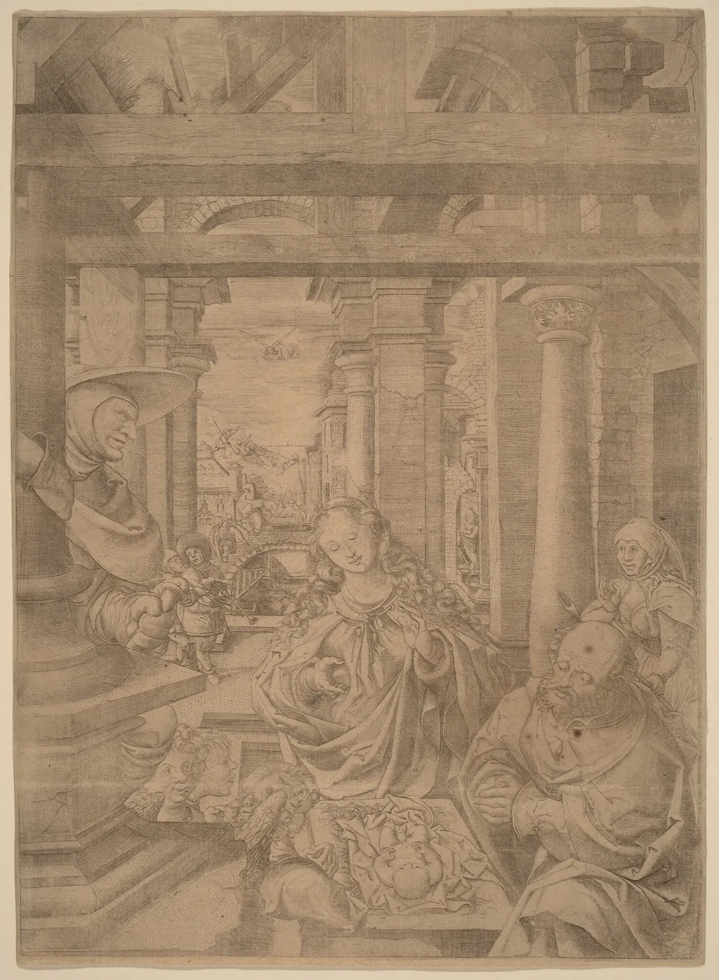 The Adoration of the Shepherds, by Frans Crabbe van Espleghem, ink, 1516