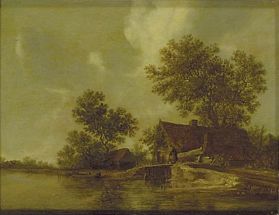 Cottages beside a River, by Frans de Hulst
