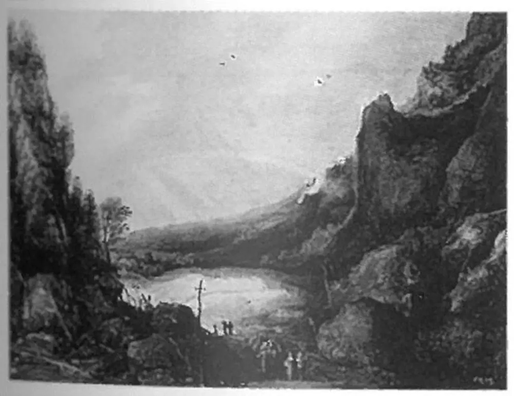 Mountainous landscape with valley and rainbow, by Frans de Momper