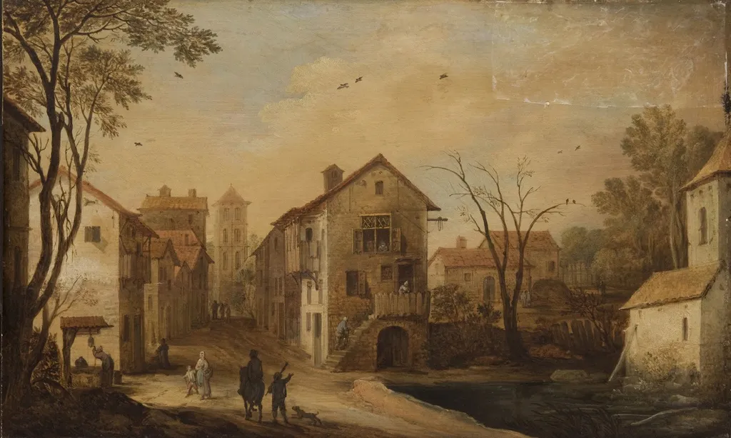Street in an Italian Village, by Frans de Momper, oil, 1650