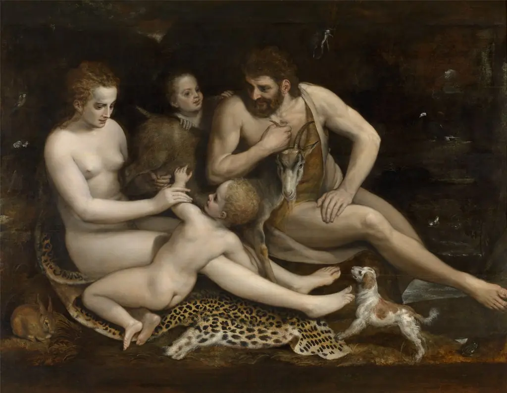 Adam and Eve and their Children, by Frans Floris
