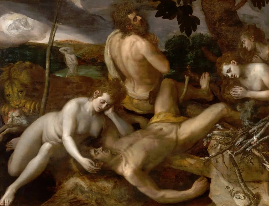Adam and Eve grieve over the Dead Body of Abel, by Frans Floris