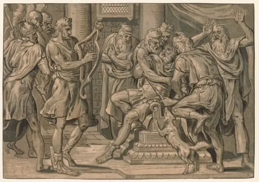 David Playing the Harp before Saul, by Frans Floris