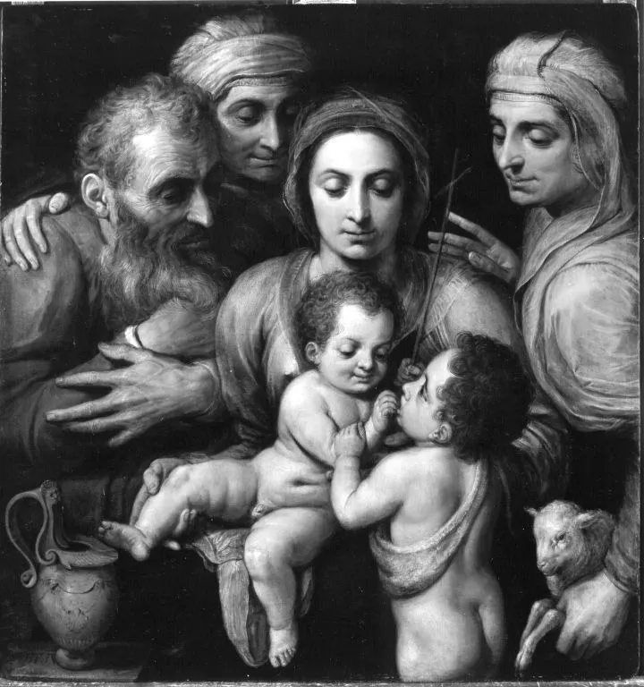 Die Heilige Familie mit Anna, Elisabeth und Johannes, by Frans Floris, unspecified, 1553