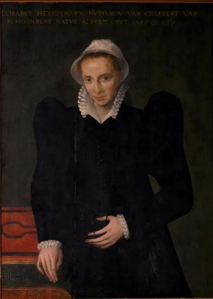 Portrait of Elisabeth Heynderickx, wife of Gilbert van Schoonbeke, by Frans Floris, oil