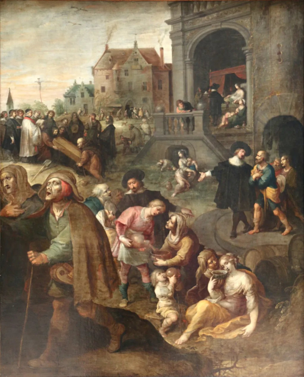De werken van barmhartigheid, by Frans Francken the Younger, oil, 1621