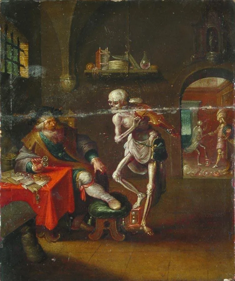 Death Playing the Violin (Death and a Money-Lender), by Frans Francken the Younger, oil, 1625