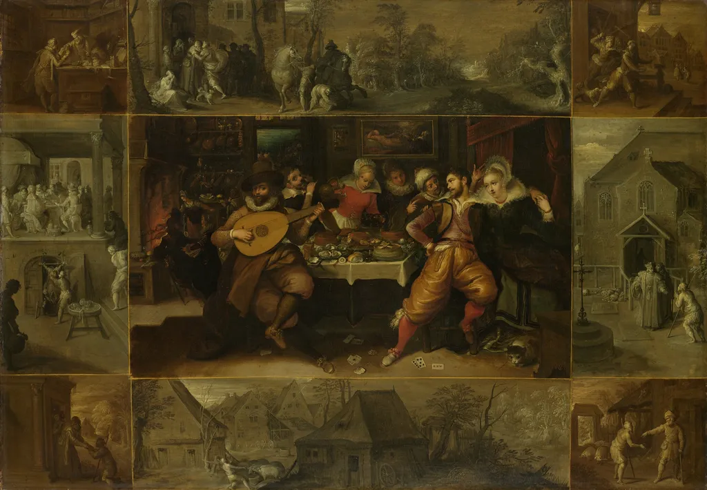 The parable of the prodigal son, by Frans Francken the Younger, oil, 1610