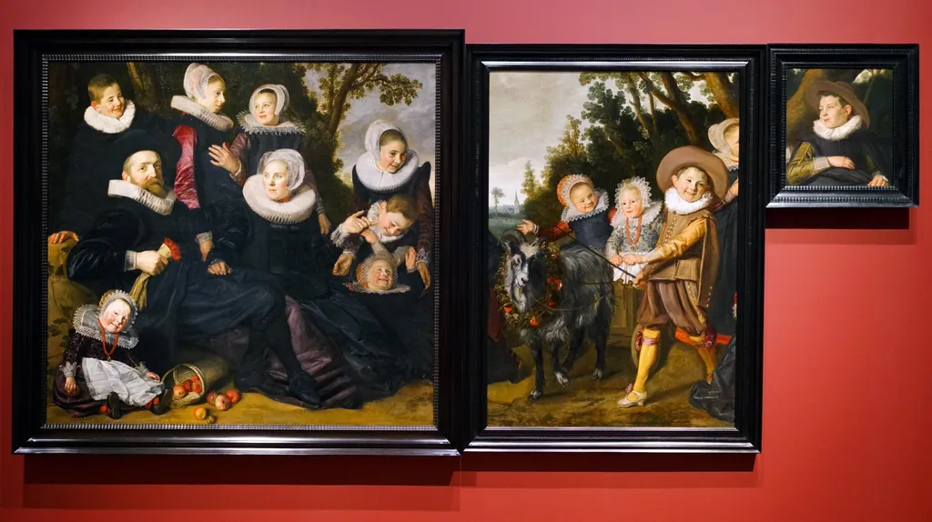 Portrait of a family in a landscape - three temporarily united fragments, by Frans Hals, oil, 1624