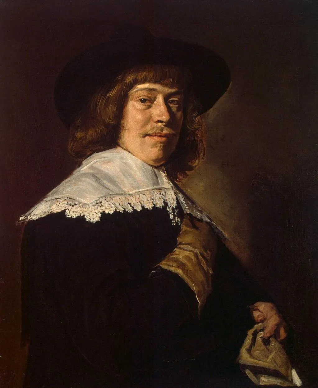 Portrait of a Young Man Holding a Glove, by Frans Hals, oil, 1650