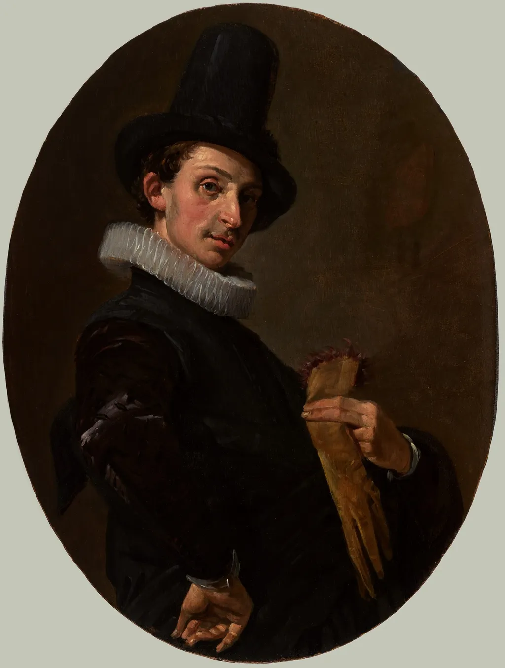Portrait of a Young Man with gloves, by Frans Hals, oil, 1630