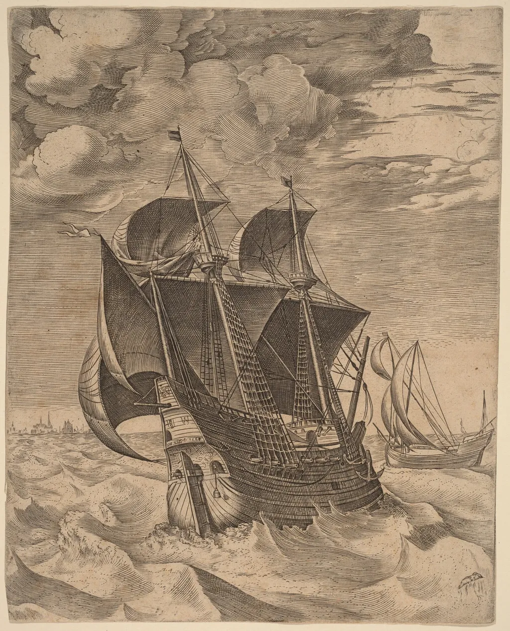 A Dutch Hulk and a Boeier, by Frans Huys, ink