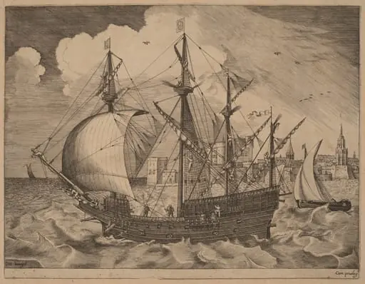 Armed Four-Master Putting Out to Sea, by Frans Huys