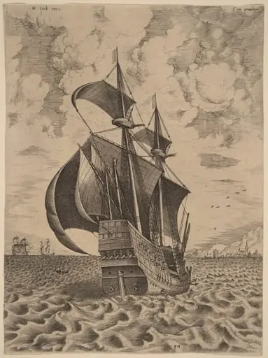 Armed Four-Master Sailing towards a Port, by Frans Huys
