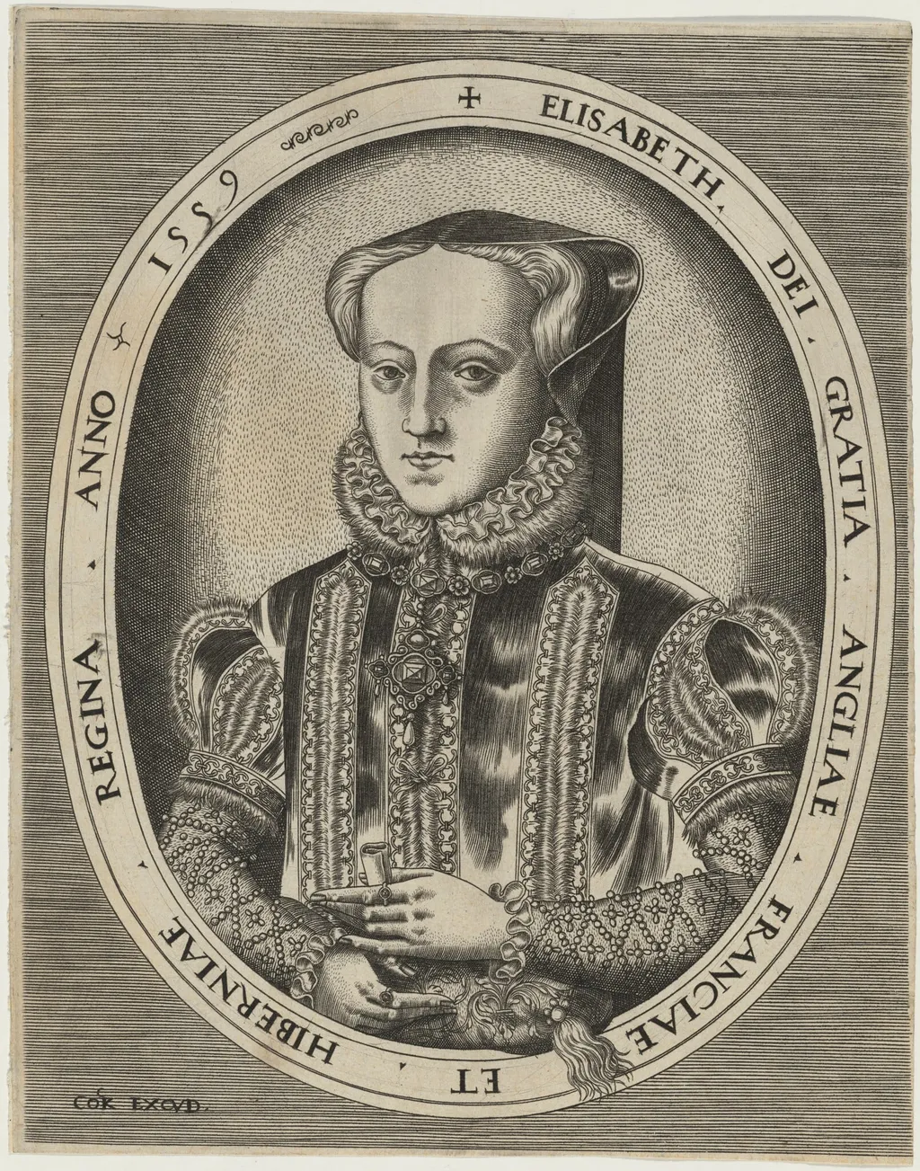 Queen Elizabeth, by Frans Huys, ink, 1542