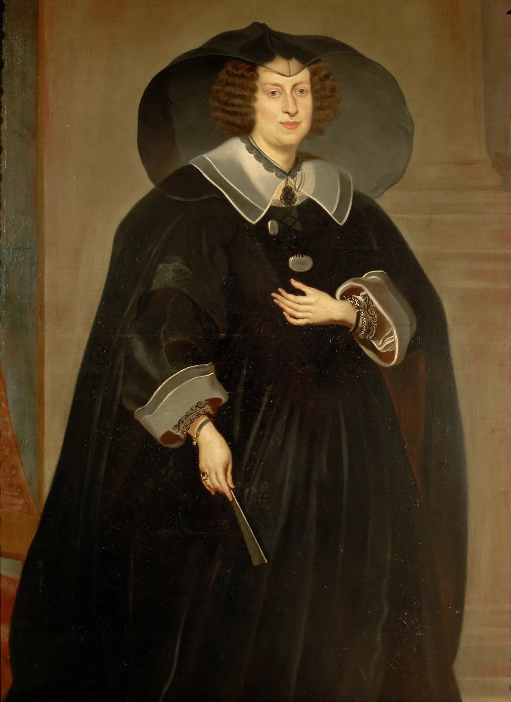 Claudia de' Medici (1604-1648), Erzherzogin, in Witwentracht, Kniestück, by Frans Luycx, oil, 1648