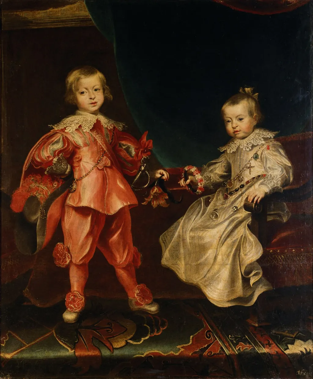Portrait of Ferdinand IV with his sister Maria Anna, by Frans Luycx, oil, 1636