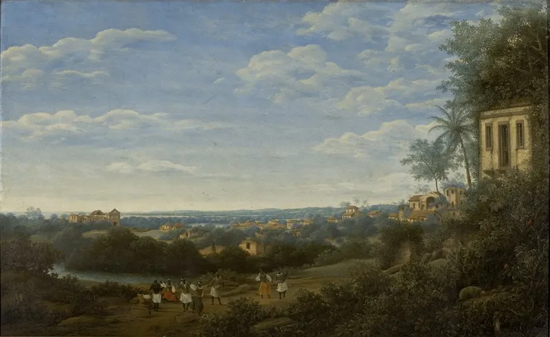 Landscape of Pernambuco with Manor House, by Frans Post, oil, 1665