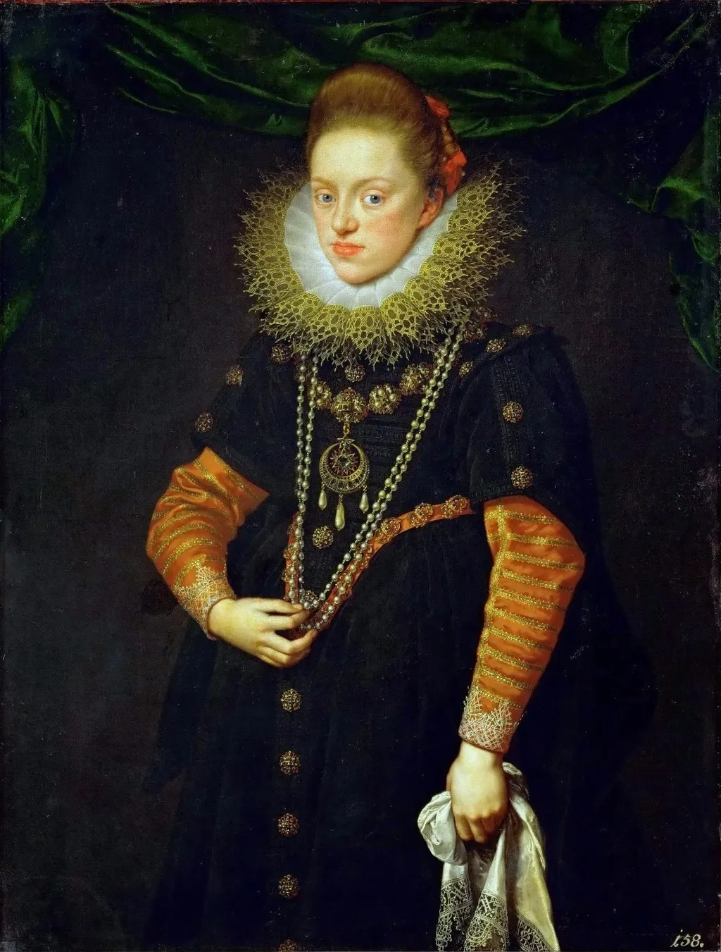 Erzherzogin Konstanze (1588-1631), Königin von Polen in schwarzem Kleid, by Frans Pourbus, the Younger, oil, 1603