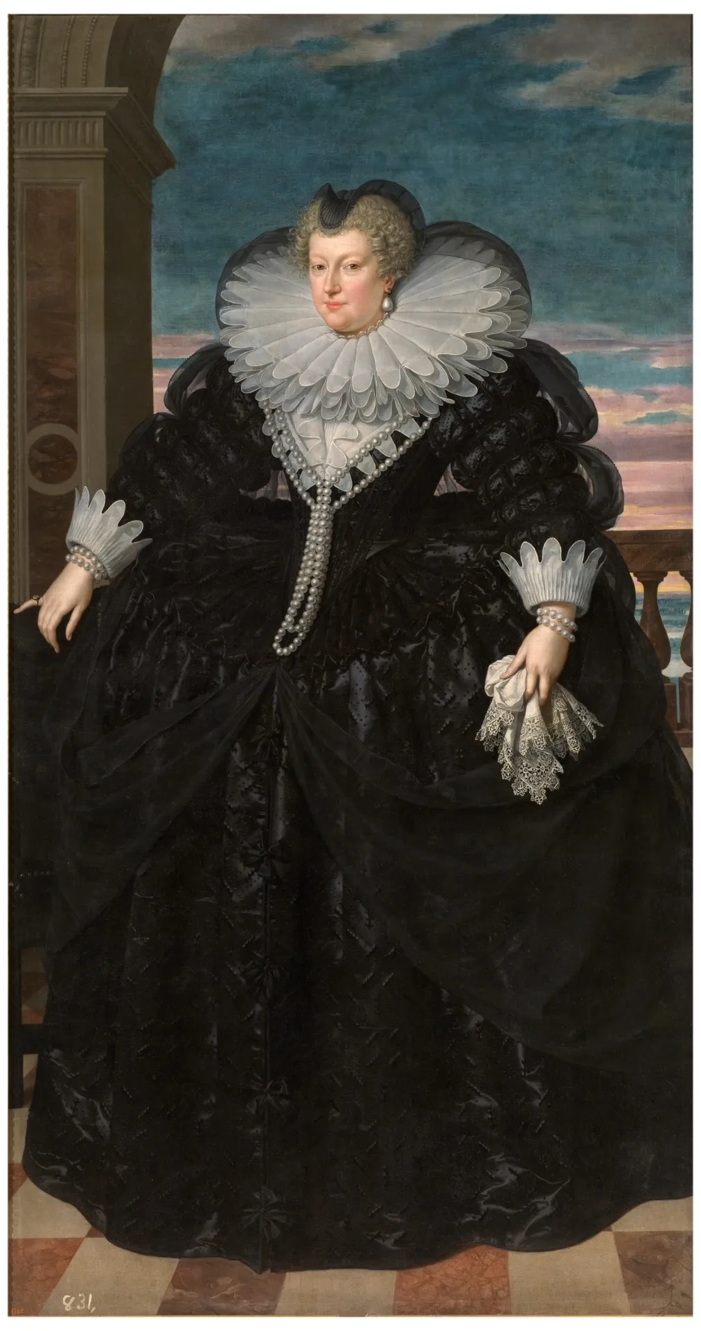 Marie de' Medici as widow, by Frans Pourbus, the Younger, oil, 1617
