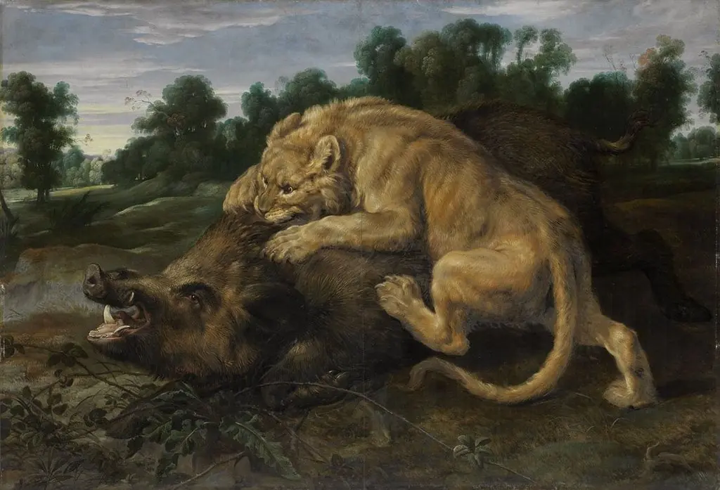 A lion killing a boar, by Frans Snyders