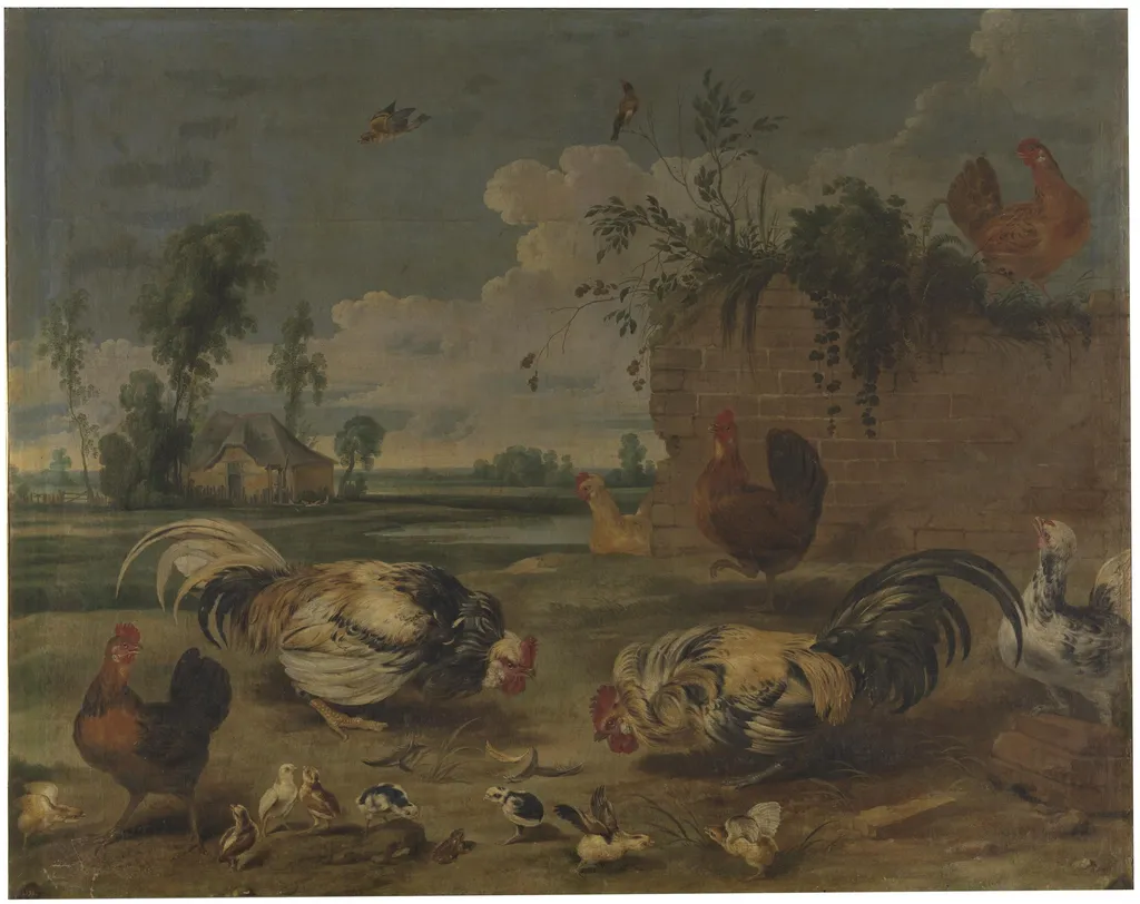 Lucha de gallos, by Frans Snyders, oil, 1601