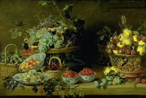 Still Life with Fruit on a Table, by Frans Snyders, oil, 1622