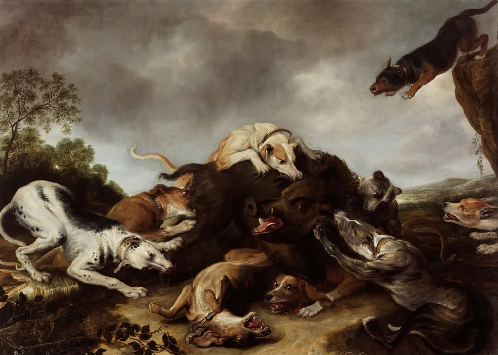 The boar hunt, by Frans Snyders, oil, 1650