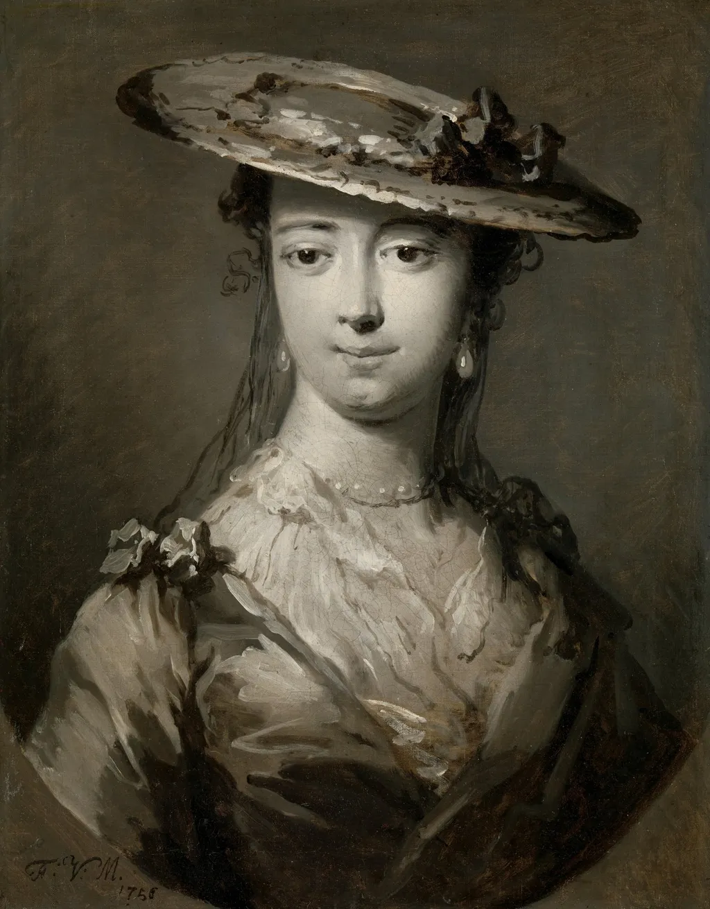 Head of a Young Woman, by Frans van der Mijn, unspecified, 1756