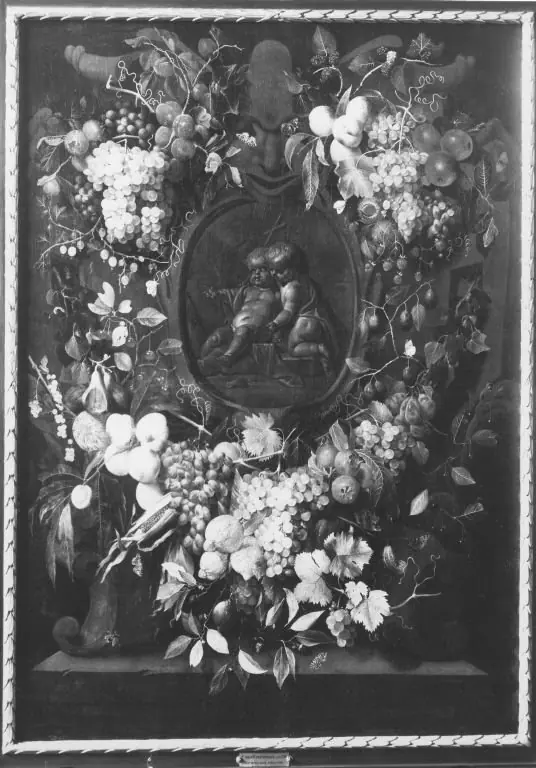 Früchtekranz mit dem Jesus- und Johannesknaben, by Frans van Everbroeck