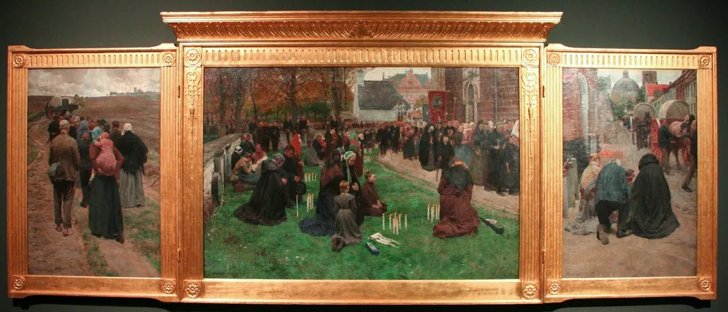Kaarskensprocessie in Scherpenheuvel, by Frans van Leemputten, oil, 1904