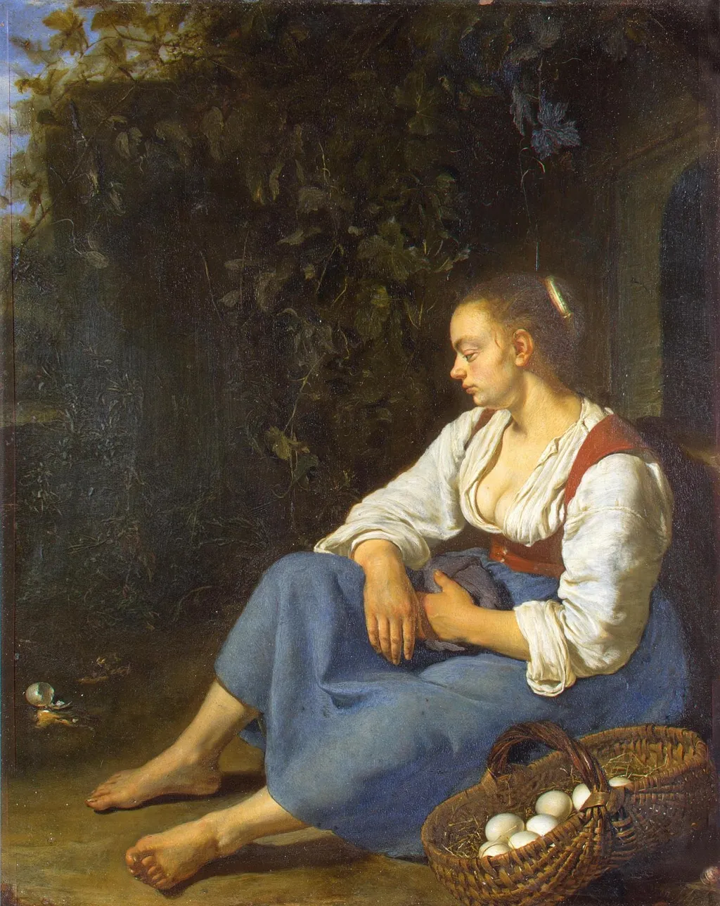 Broken Egg, by Frans van Mieris the Elder, oil, 1656