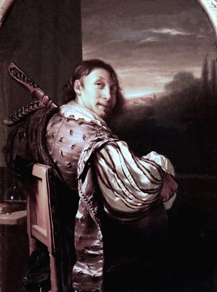 Man playing the Theorbo, by Frans van Mieris the Elder, oil