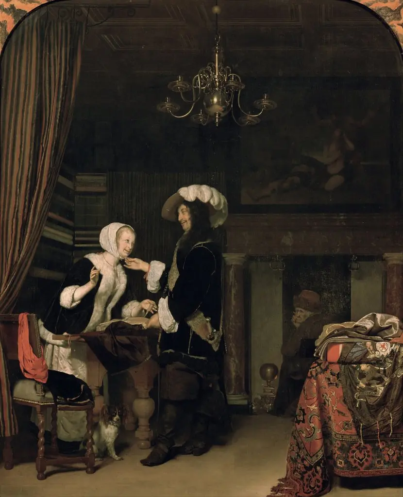 Officer in a Cloth Shop, by Frans van Mieris the Elder
