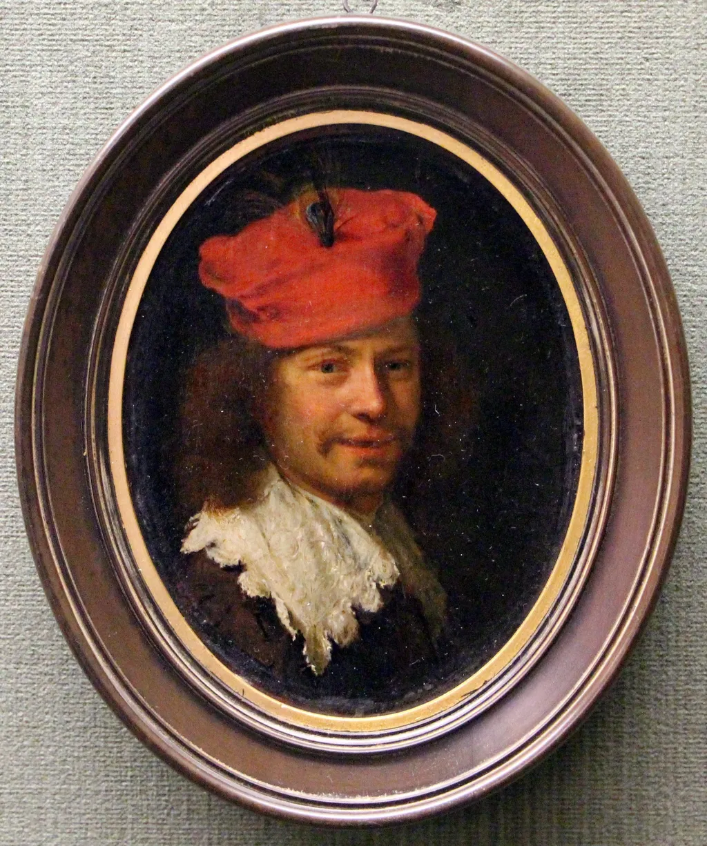 Self-portrait in a red beret, by Frans van Mieris the Elder, oil, 1670