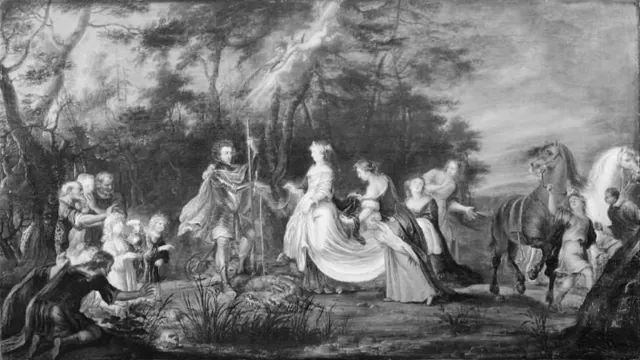 Skt. Jørgen befrier prinsessen fra dragen. Allegori