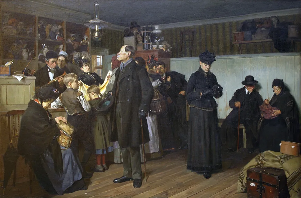 Hos pantelåneren, by Frants Henningsen, oil, 1897