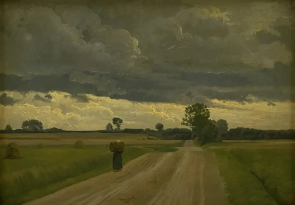 Landskab i gråvejr, by Frants Henningsen, oil, 1894