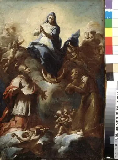 Neitsyt Maria kuunsirpillä ja kaksi pyhimystä, by Franz Anton Maulbertsch