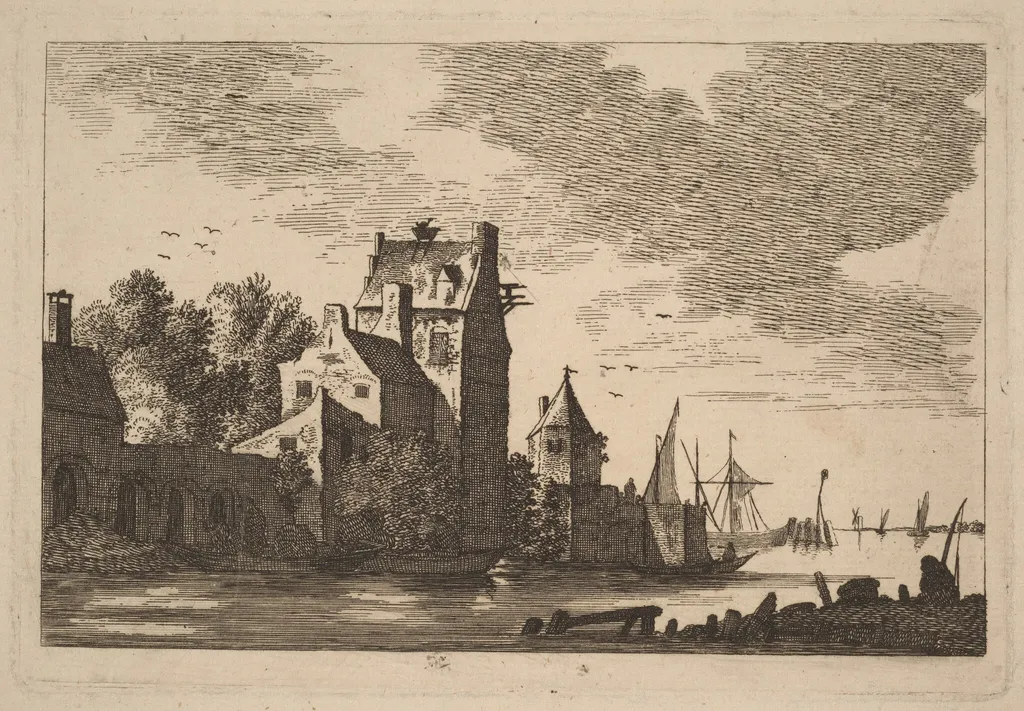 Houses on an Inlet, by Franz Edmund Weirotter, ink, 1750