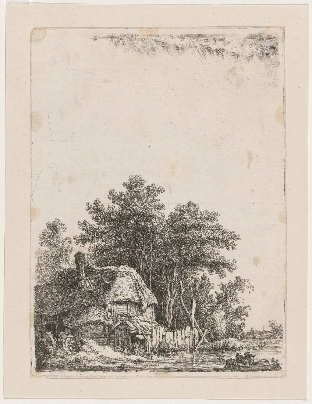 Landscape with Cottage on the Water, by Franz Edmund Weirotter, ink, 1760