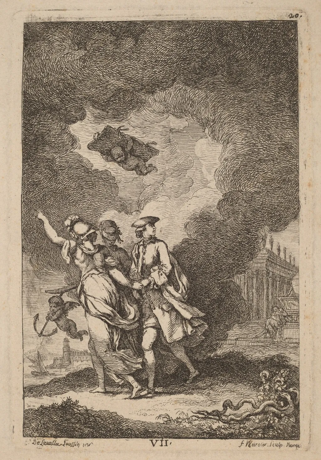 Nella Venuta in Roma: pl. 7, by Franz Edmund Weirotter, ink, 1764