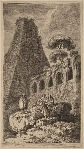 The Pyramid of Sesto near the Gates of St. Pauli in Rome, by Franz Edmund Weirotter