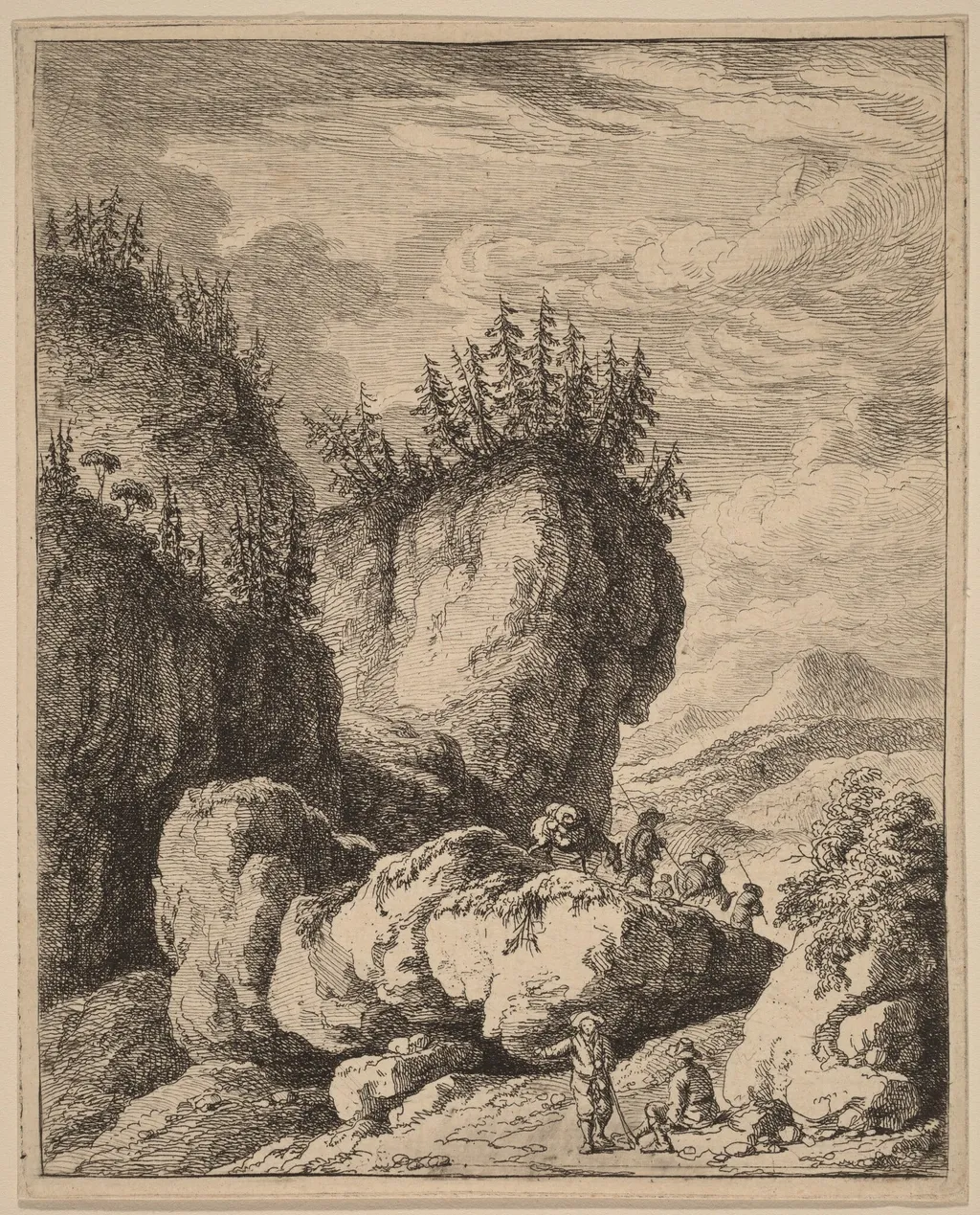 The Road Crossing Mount Praco, from Ricci to Genoa, by Franz Edmund Weirotter, ink, 1764
