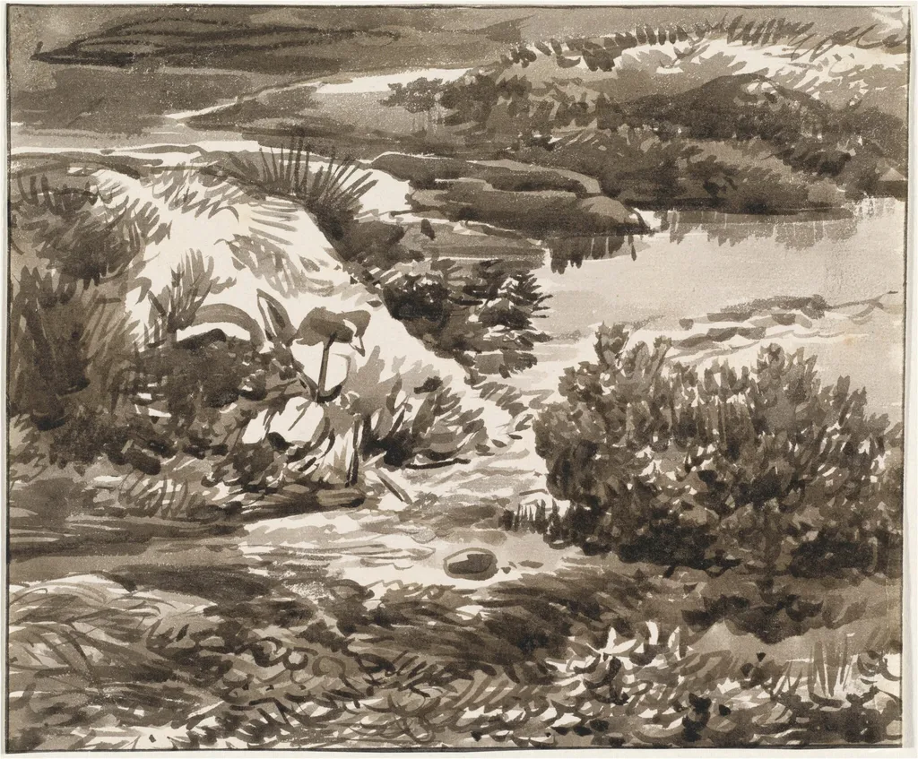 Corner of a Meadow with a Stream, by Franz Innocenz Josef Kobell, ink, 1810