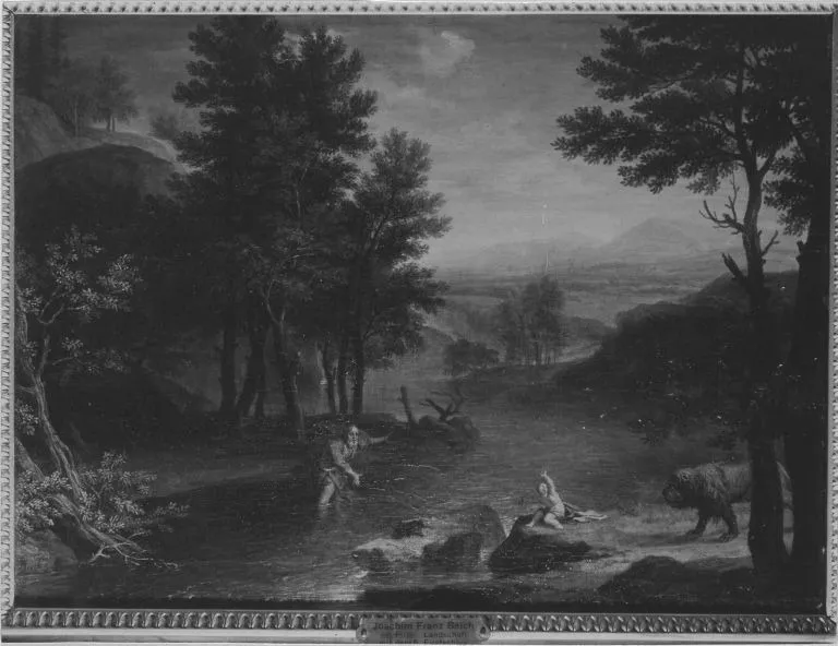 Felsenlandschaft mit Eustachiuslegende, by Franz Joachim Beich, unspecified, 1730