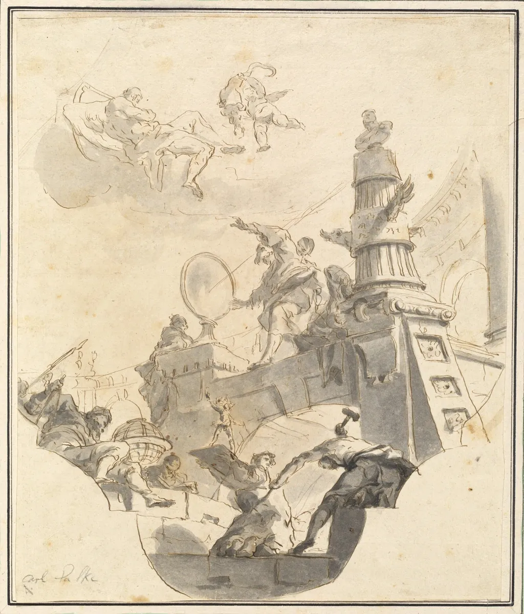 An Allegory of Wisdom and the Arts, by Franz Karl Palko, chalk, 1752