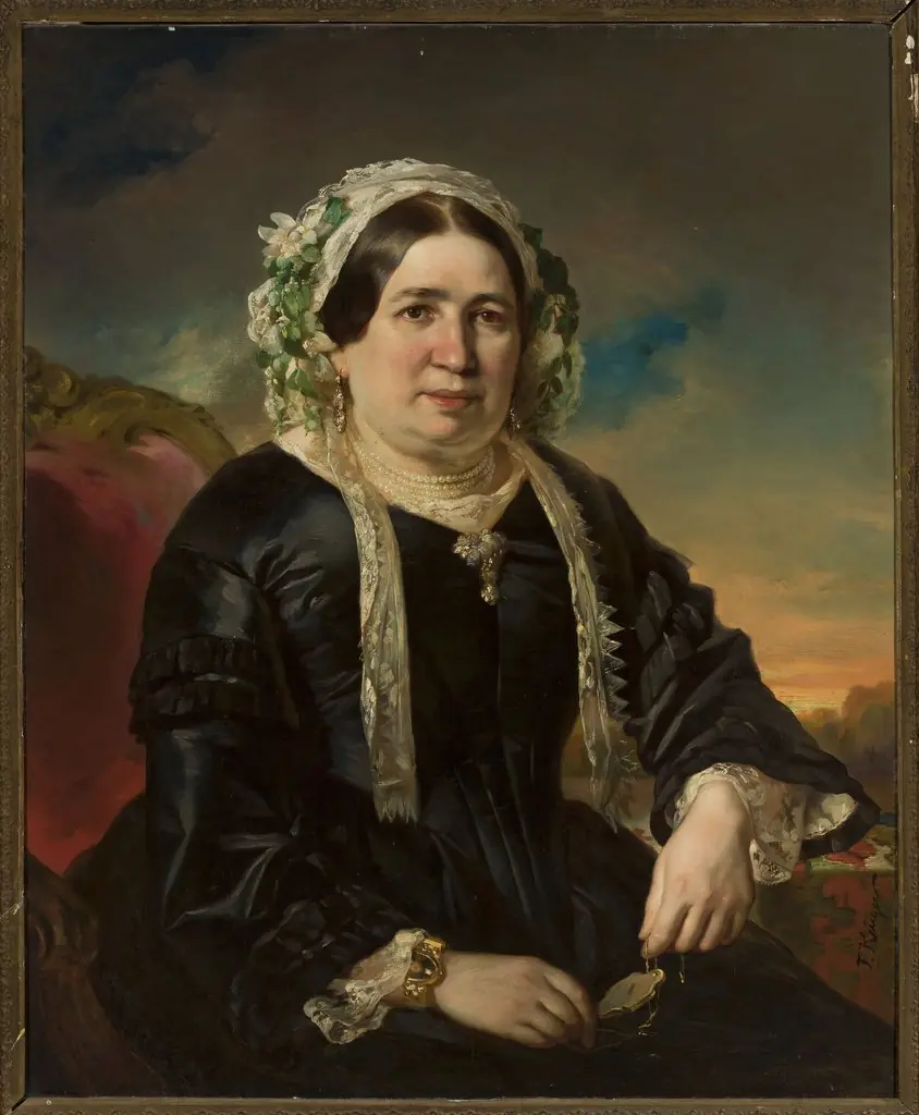 Portrait of a woman in a cap, by Franz Krüger
