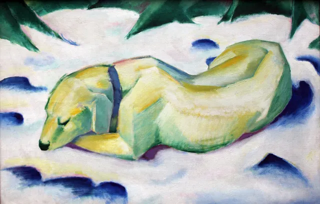 Dog Lying in the snow — Franz Marc