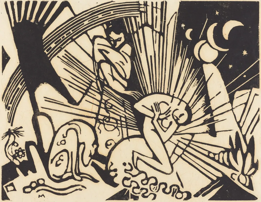 Reconciliation (Versoehnung), by Franz Marc, ink, 1912
